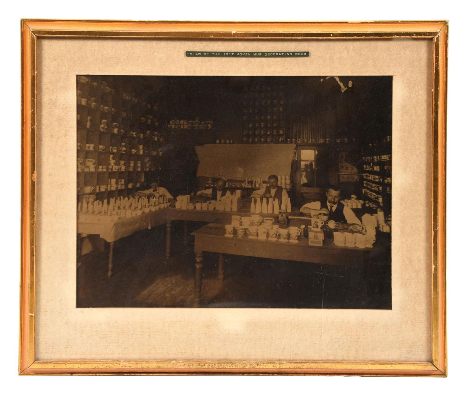 FRAMED 1917 PHOTO OF KOKEN SHAVING MUG DECORATING ROOM (1 of 2)