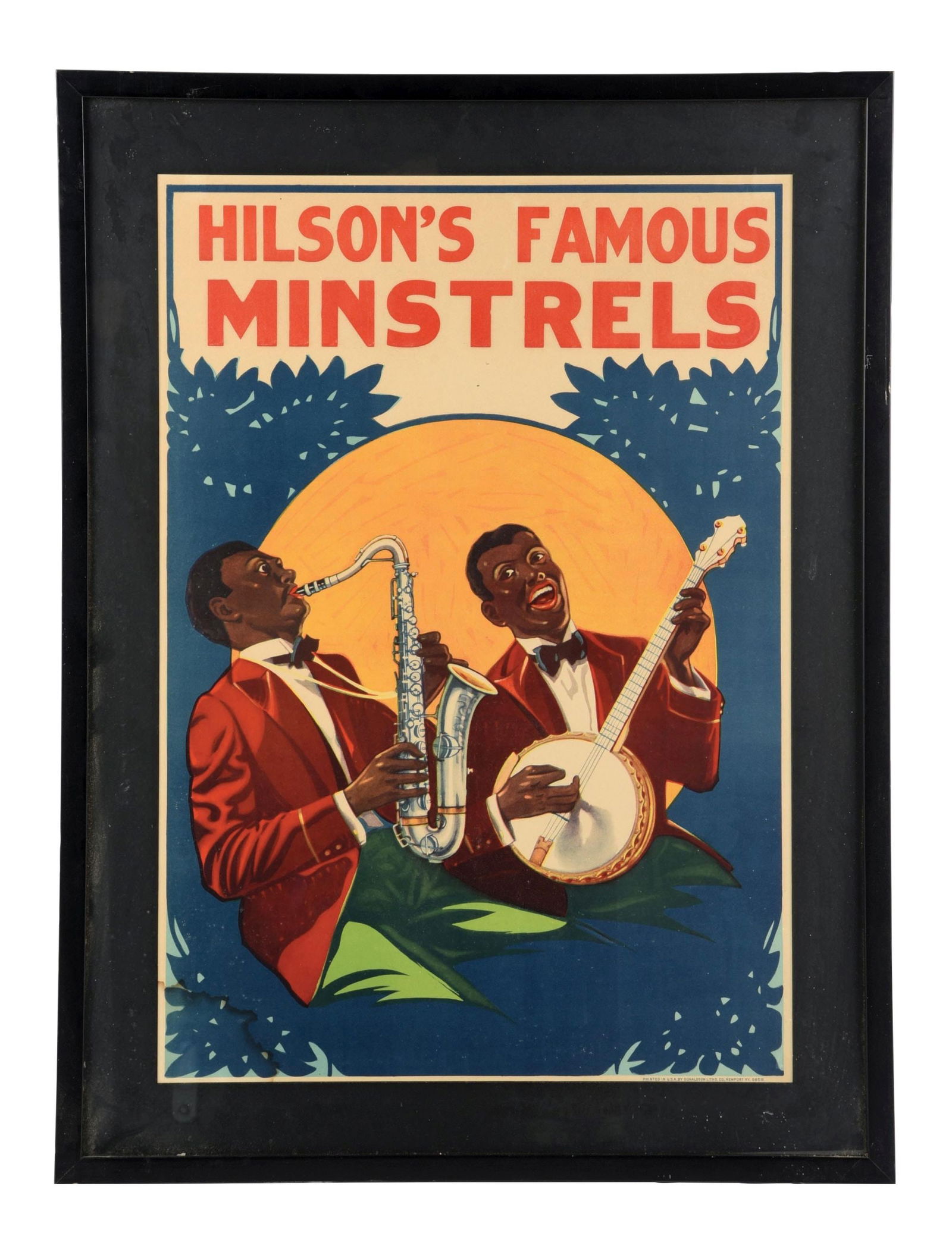 HILSON'S FAMOUS MINSTRELS PAPER LITHOGRAPHED POSTER W/ BLACK AMERICANA GRAPHIC (1 of 3)