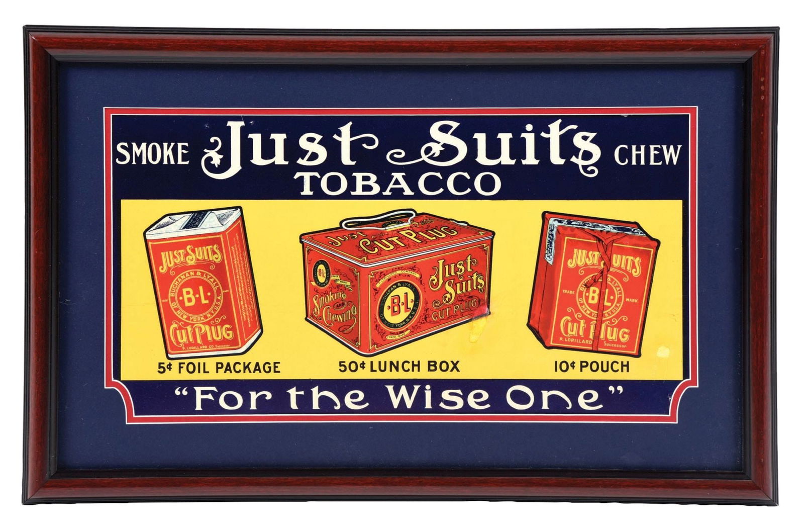 CARDBOARD "JUST SUITS" BRAND TOBACCO TROLLEY CARD SIGN (1 of 2)