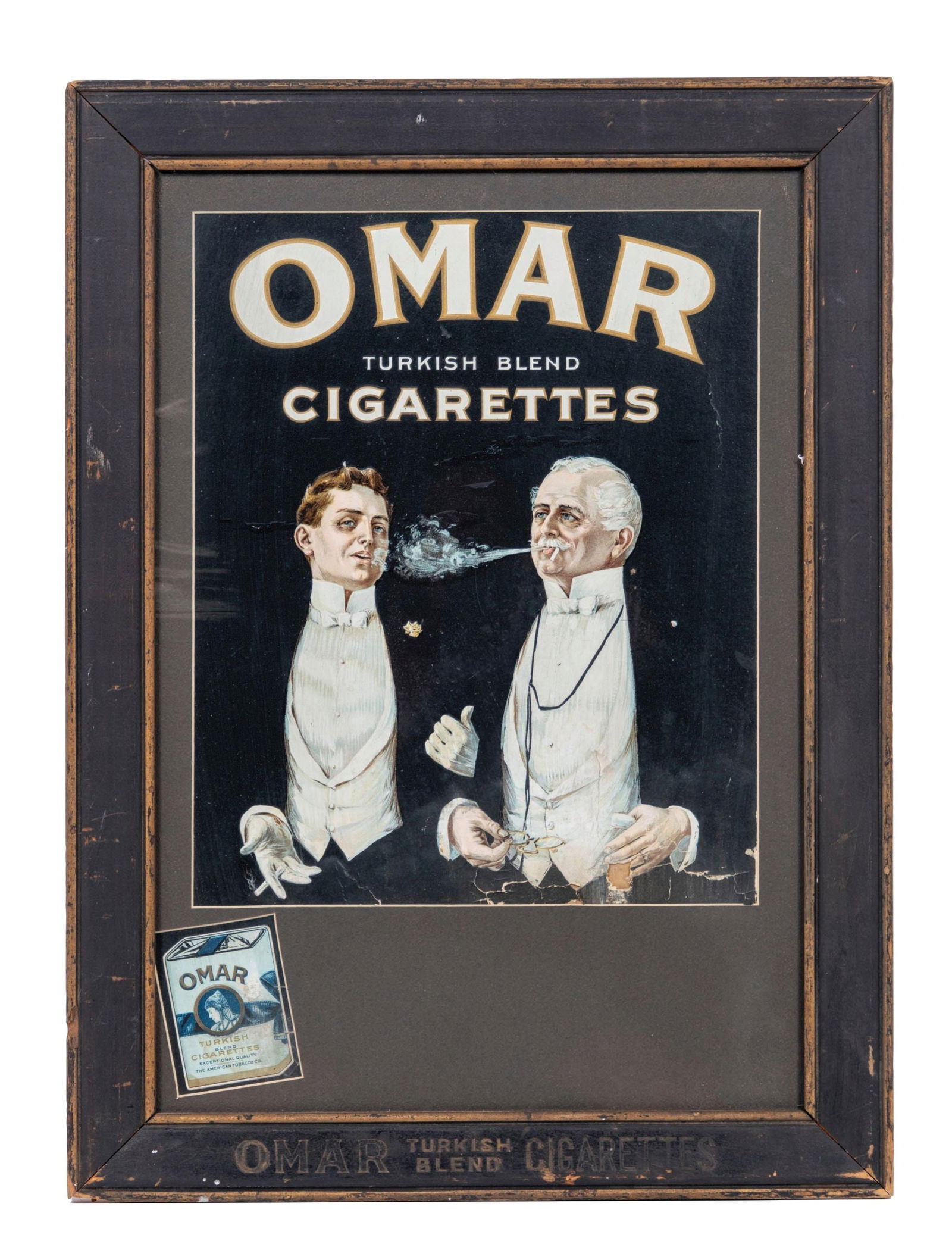 OMAR CIGARETTES PAPER LITHOGRAPH W/ ORIGINAL WOOD FRAME (1 of 2)