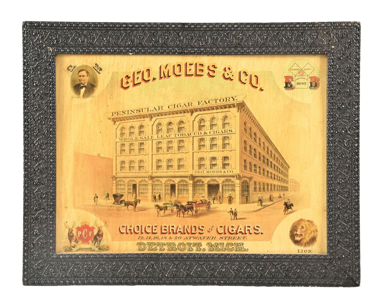 TIN GEO. MOEBS & CO. CHOICE CIGARS FAMED SIGN (1 of 2)