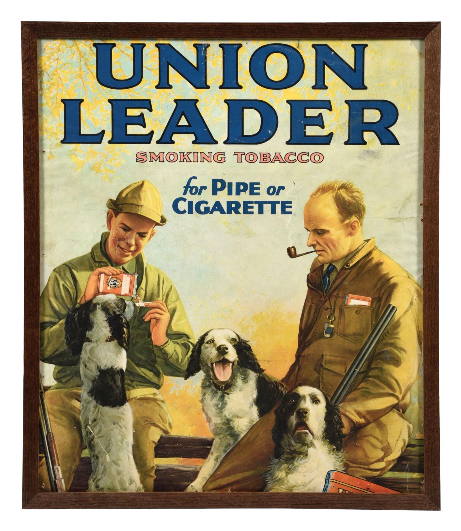 UNION LEADER SMOKING TOBACCO FRAMED ADVERTISEMENT W/ DOG GRAPHIC (1 of 2)