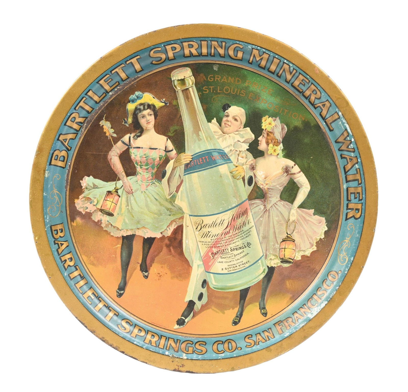 BARTLETT SPRING MINERAL WATER TIN ADVERTISING TRAY (1 of 3)
