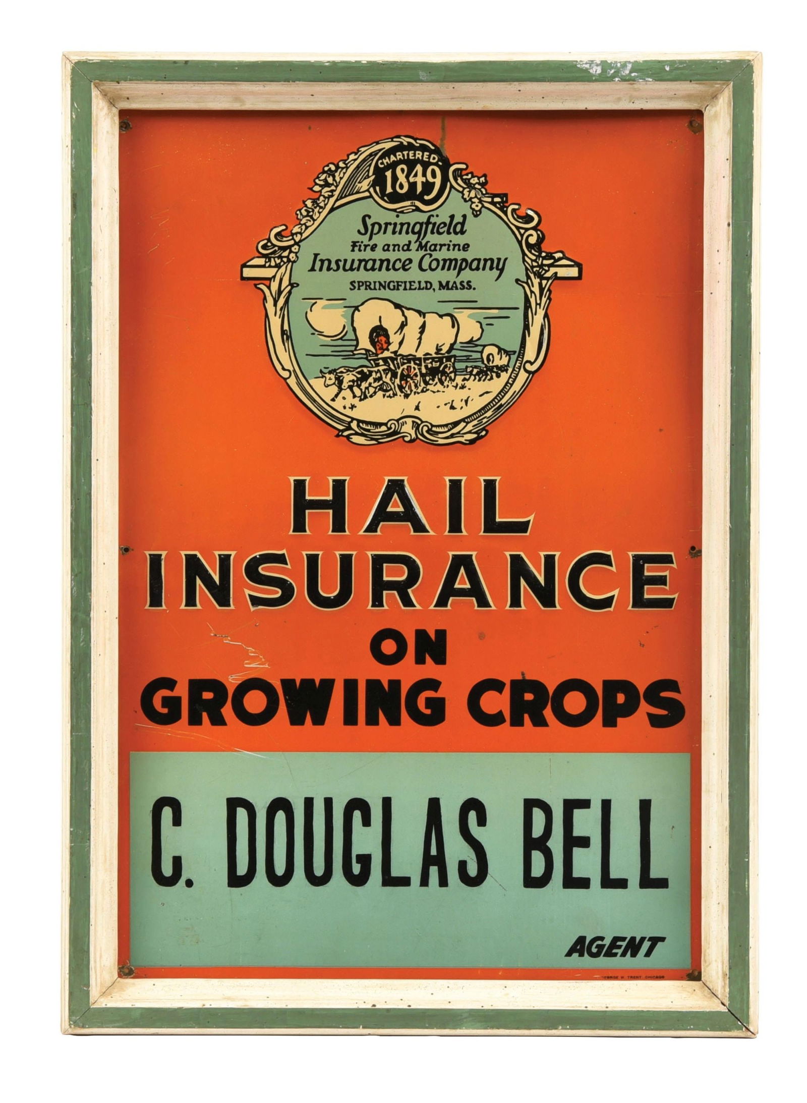 TIN "HALL INSURANCE ON GROWING CROPS" SIGN (1 of 2)