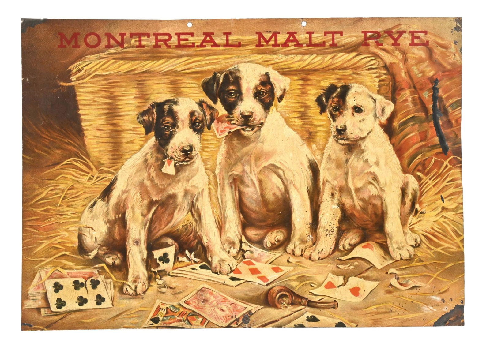 SINGLE-SIDED TIN SIGN ADVERTISING MONTREAL MALT RYE (1 of 2)