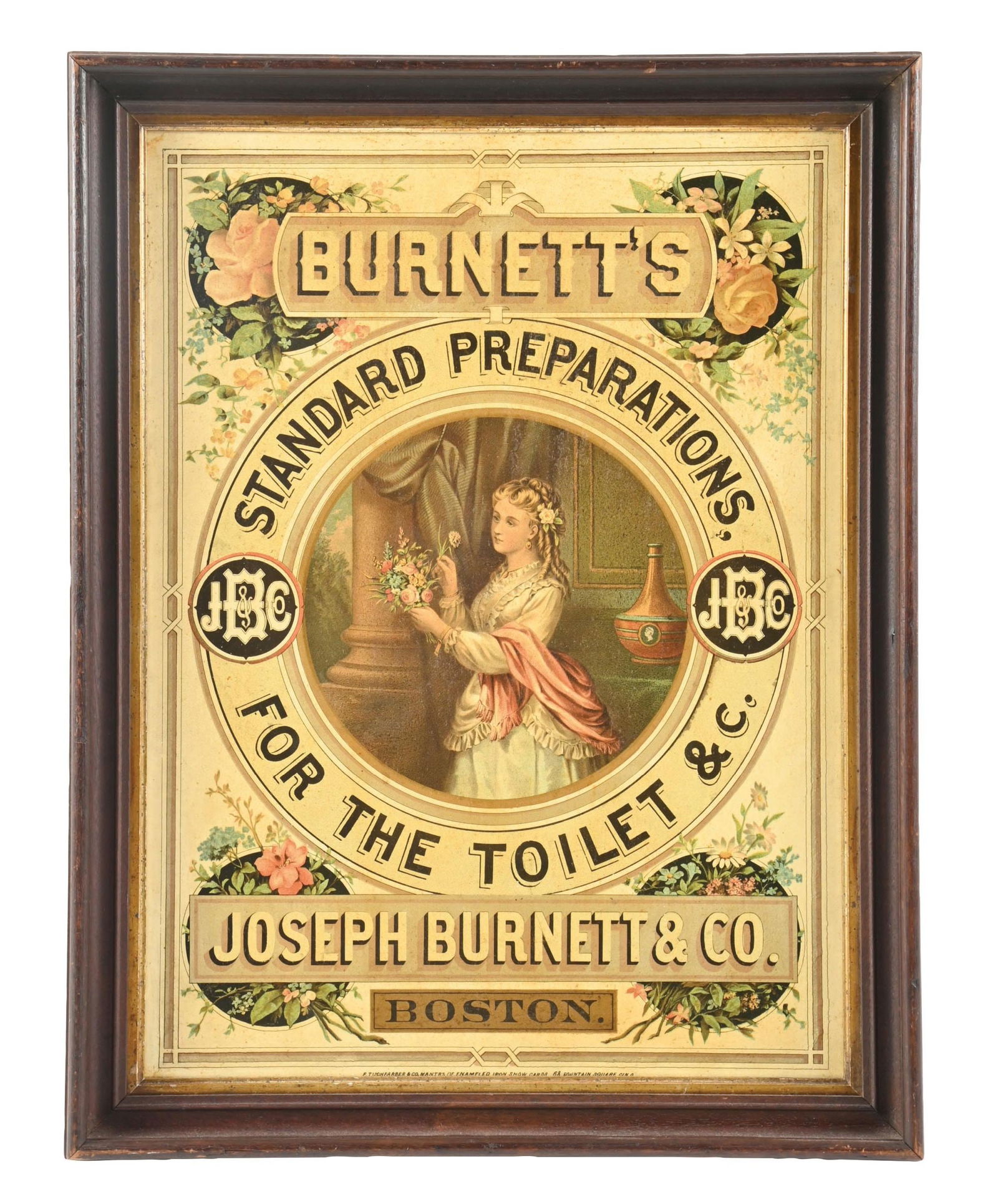 BURNETT'S "STANDARD PREPARATIONS FOR THE TOILET" TIN SIGN (1 of 3)