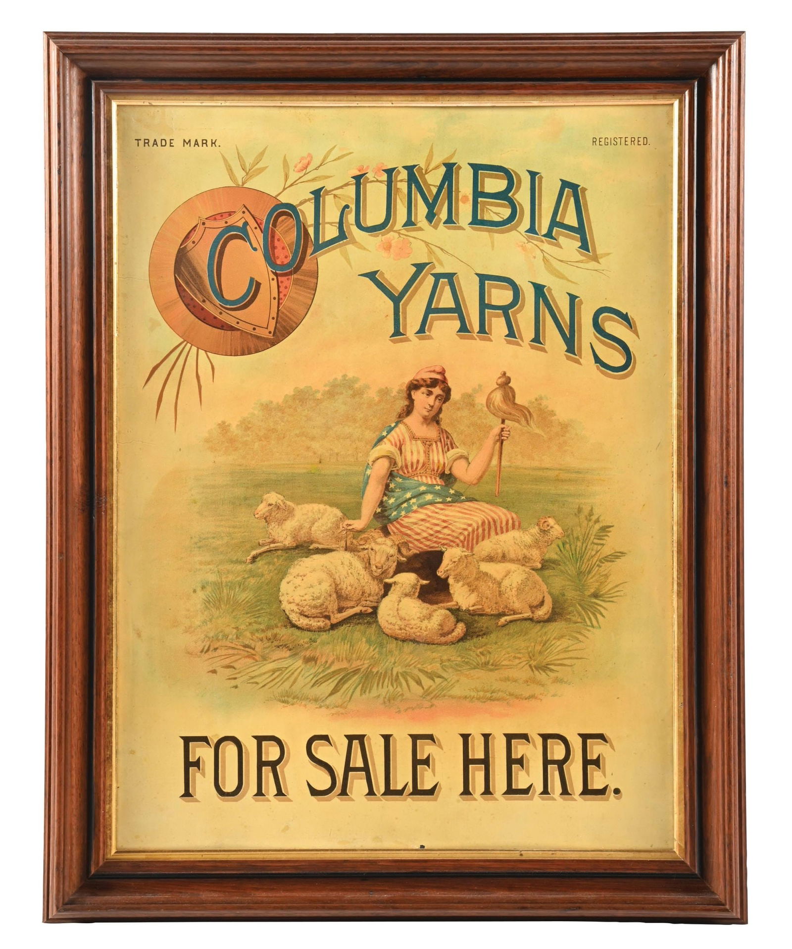 COLUMBIA YARNS "FOR SALE HERE" TIN SIGN (1 of 2)