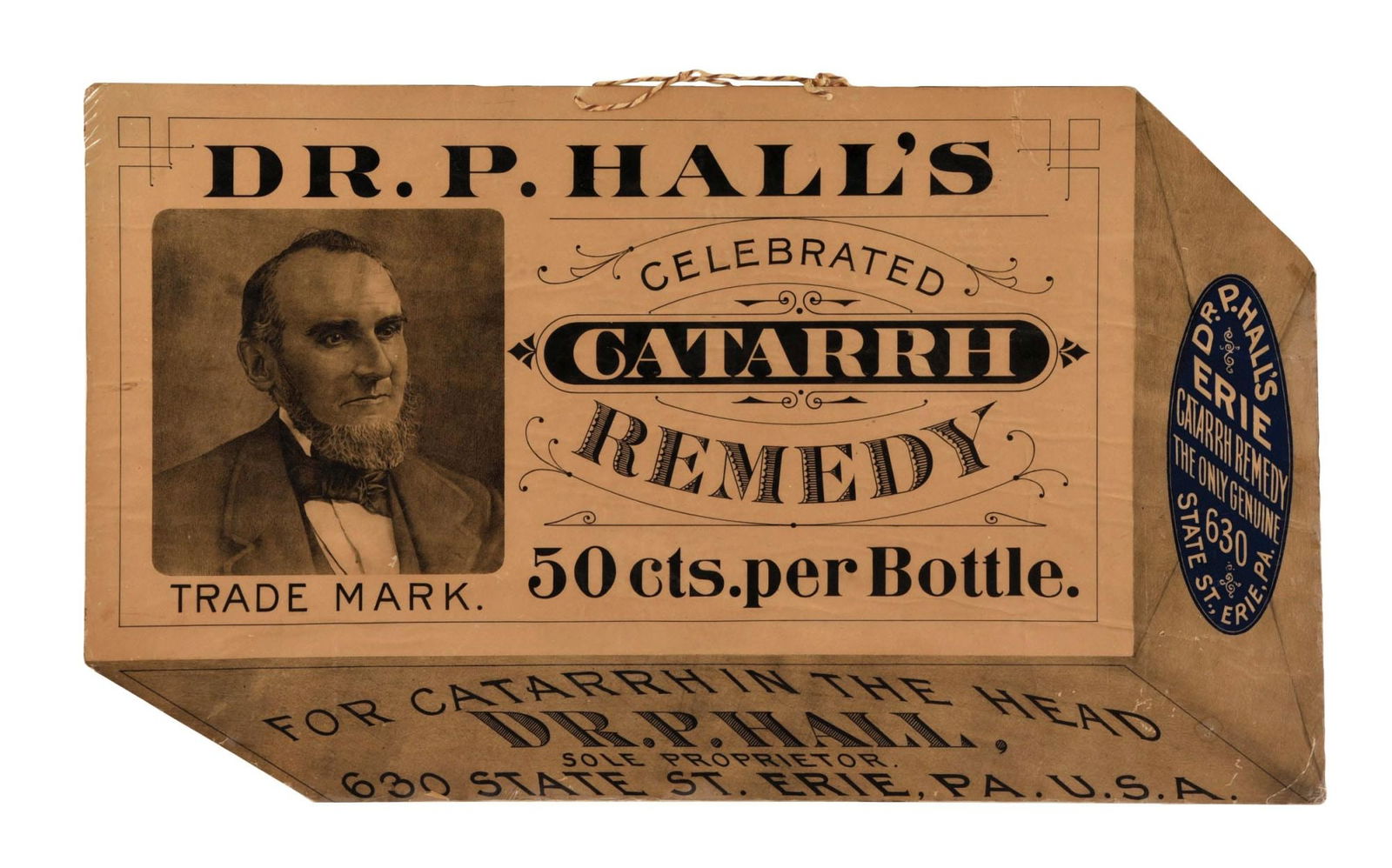 DR. P. HALL'S DIE-CUT CARDBOARD PRODUCT ADVERTISEMENT (1 of 3)