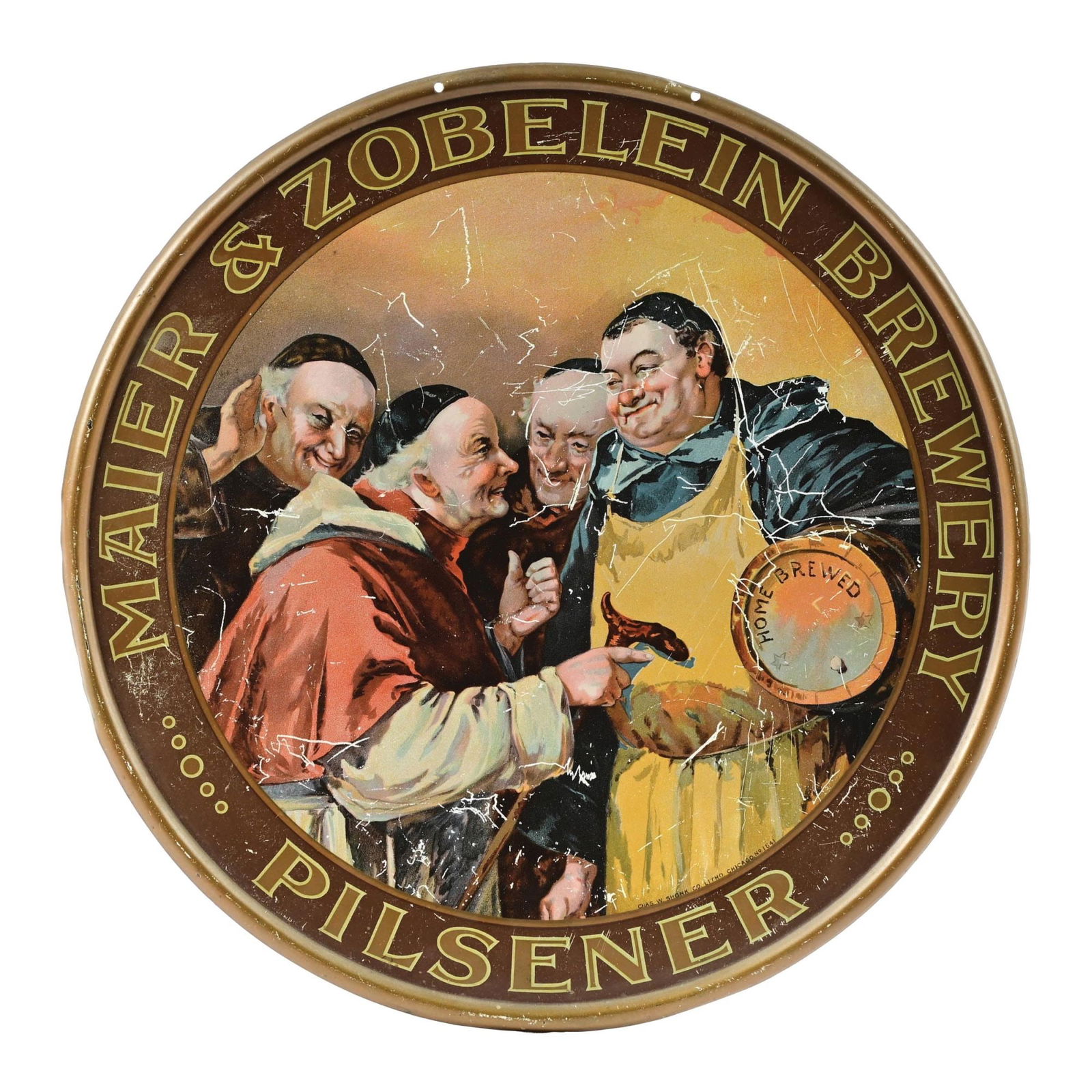MAIER & ZOBELIN BREWERY CHARGER LITHOGRAPH SIGN (1 of 2)