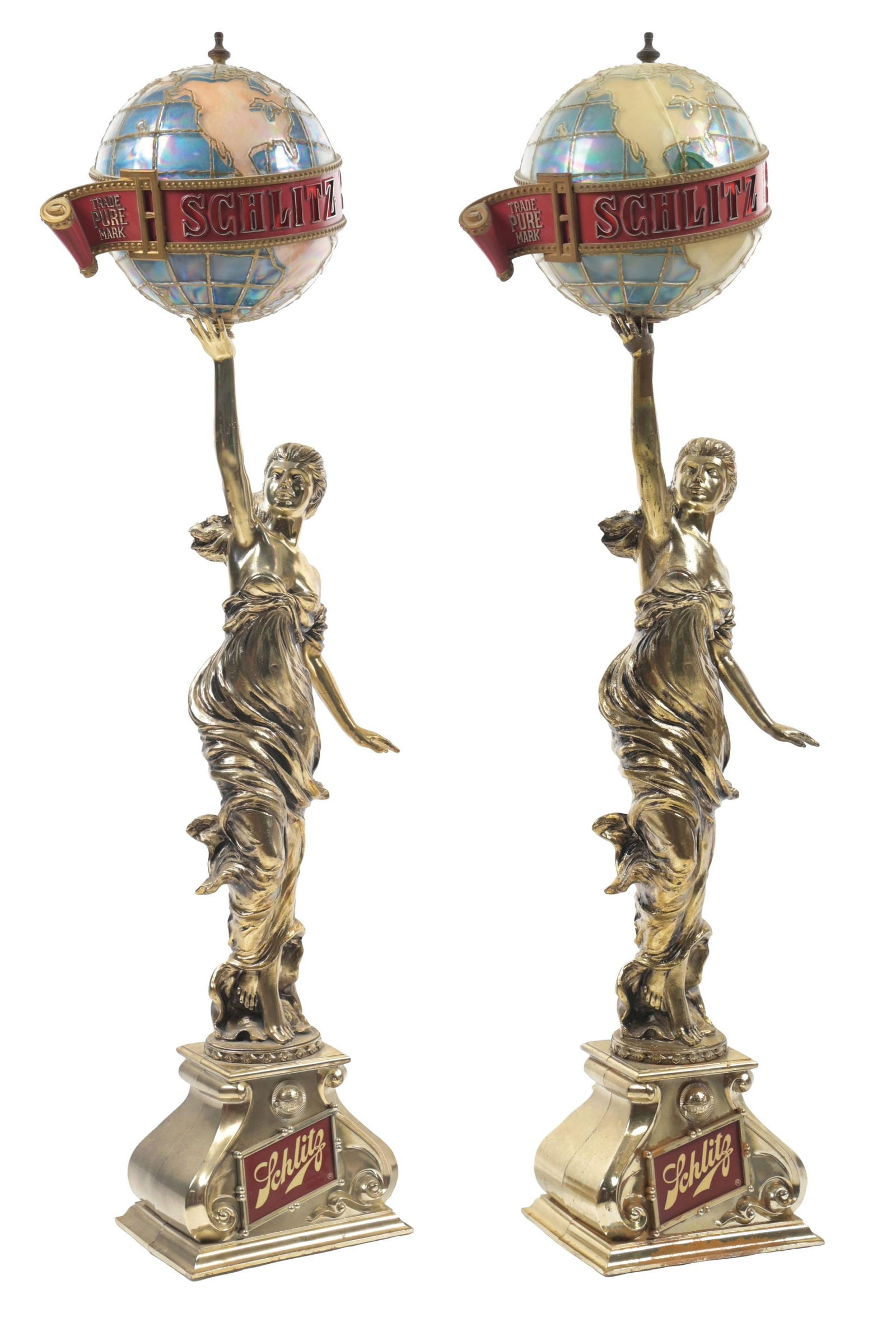 PAIR OF SCHLITZ BEER LIGHT-UP GLOBE FIGURES (1 of 5)