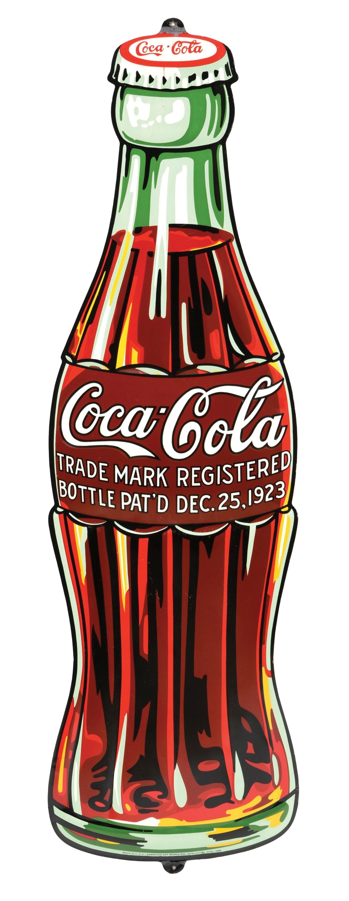 TIN COCA-COLA DIECUT BOTTLE SIGN AGS 89 (1 of 3)