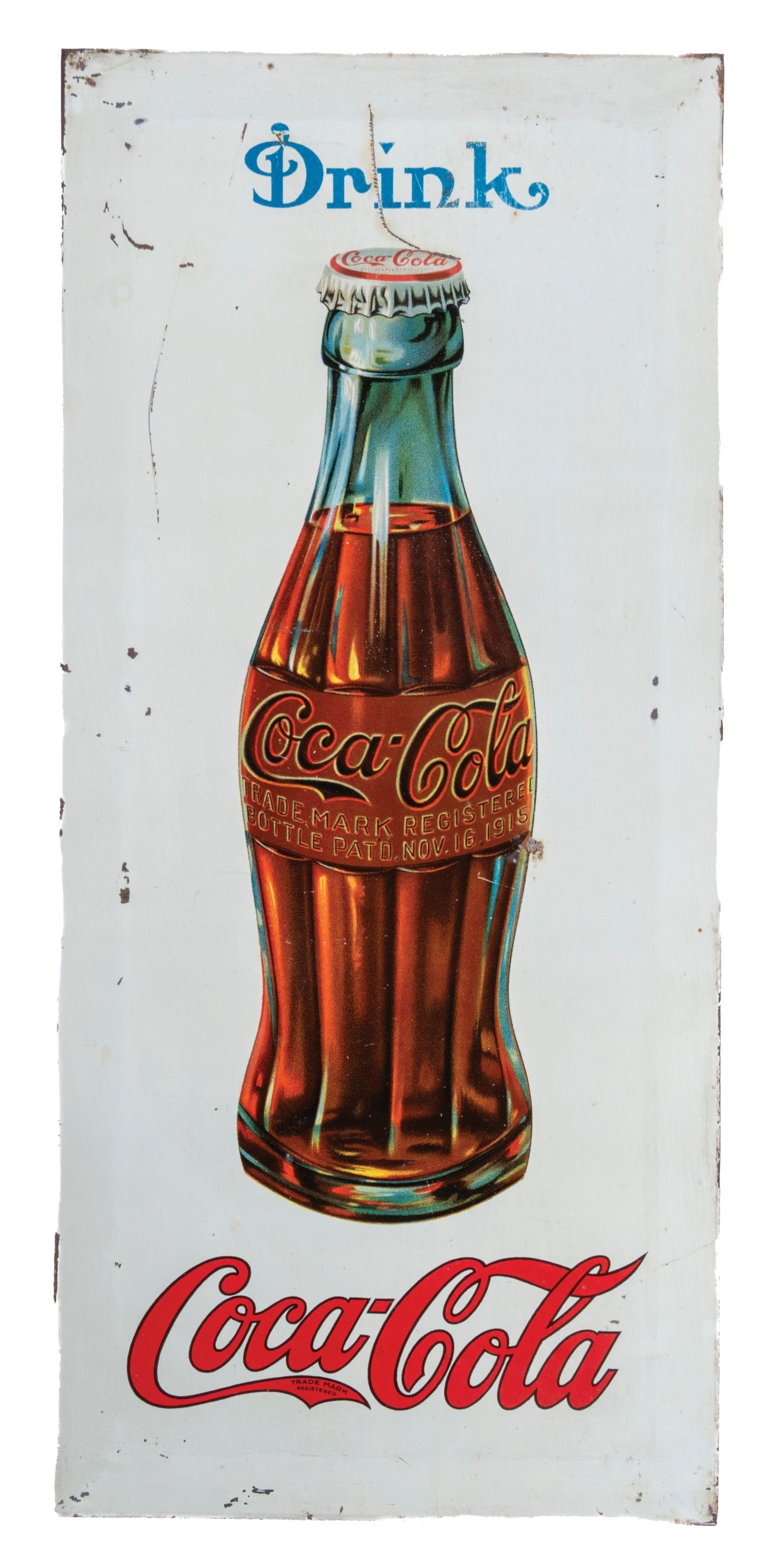 COCA-COLA TIN OVER CARDBOARD LITHOGRAPHED W/ BOTTLE GRAPHIC (1 of 2)