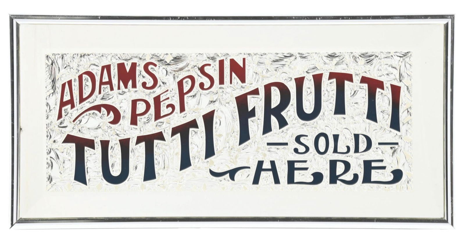 ADAMS PEPSIN TUTTI FRUTI CHEWING GUM REVERSE PAINTED GLASS SIGN (1 of 2)