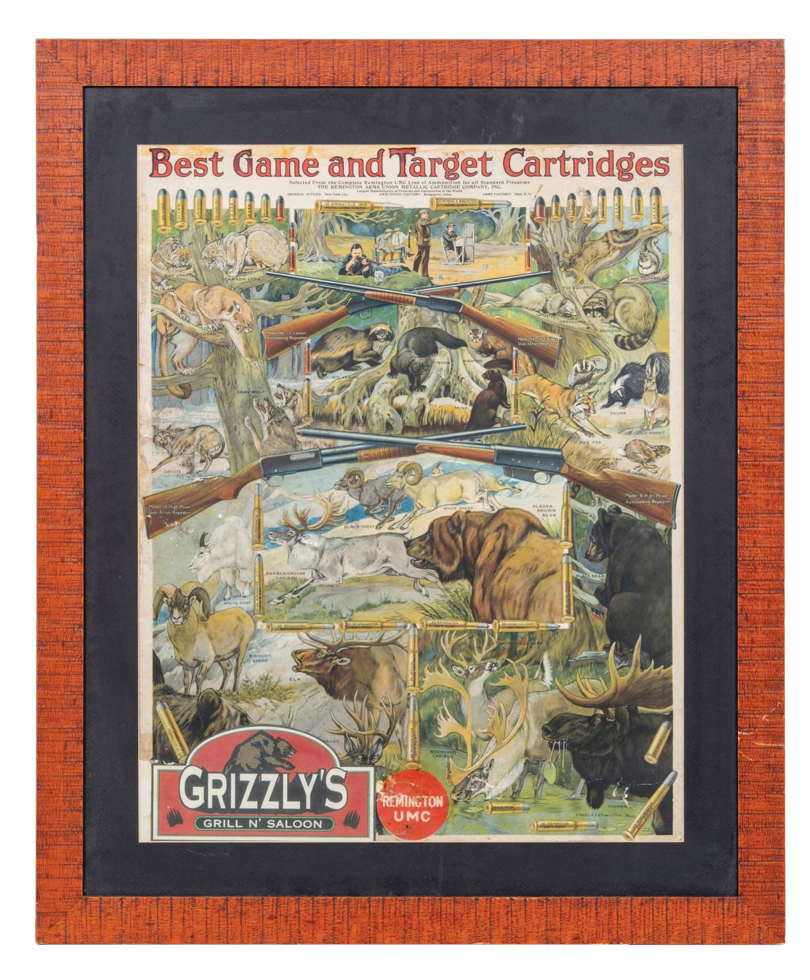 GRIZZLYS GRILL N' SALOON PAPER LITHOGRAPHED W/ HUNTING RELATED GRAPHICS (1 of 3)