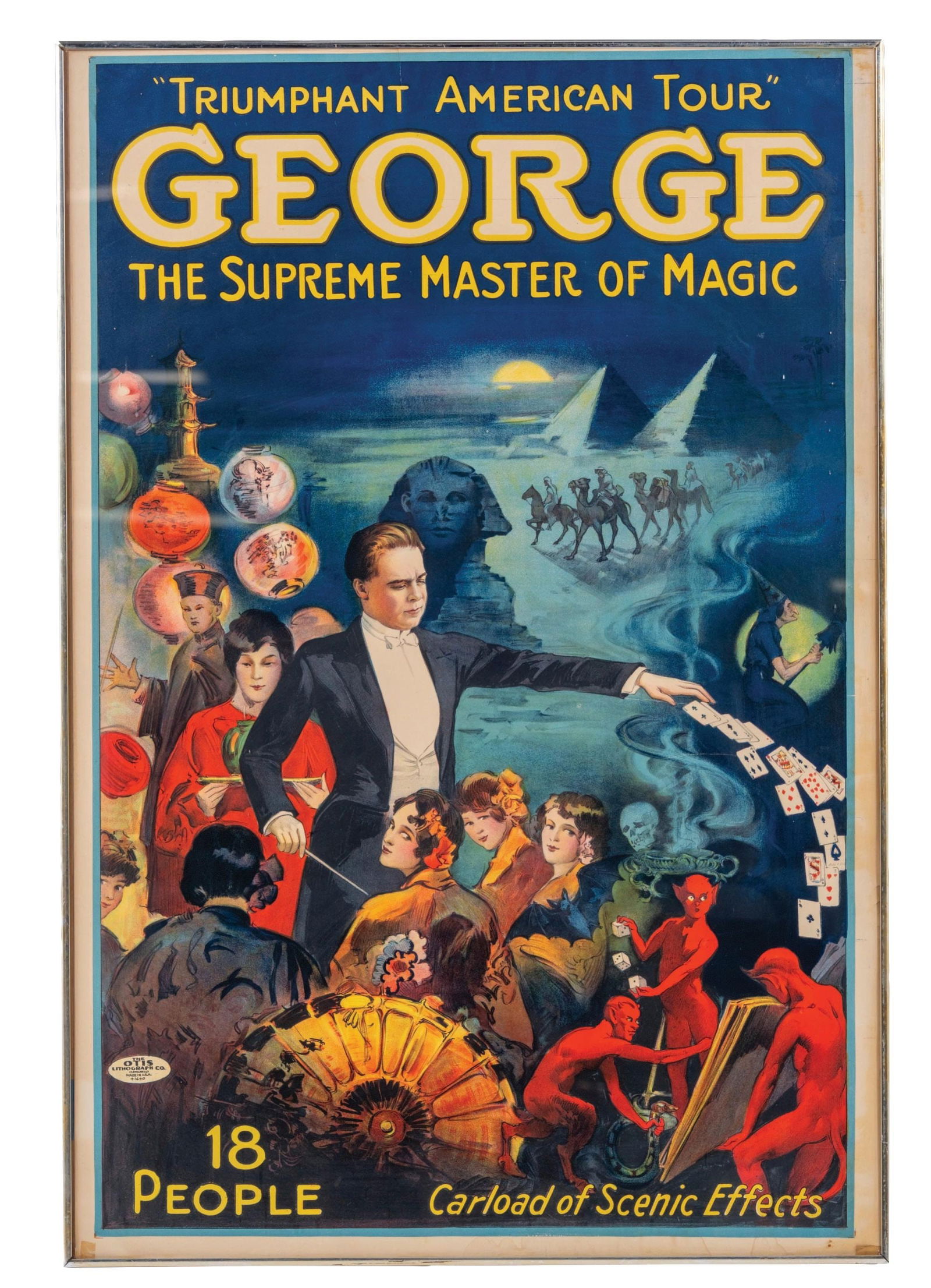 FRAMED GEORGE " THE SUPREME MASTER OF MAGIC" PAPER LITHOGRAPH (1 of 3)