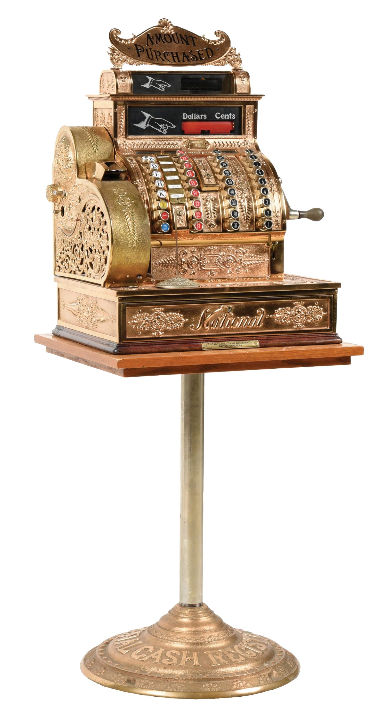 Ncr Model 2114 1906 Digital Brass Cash Register