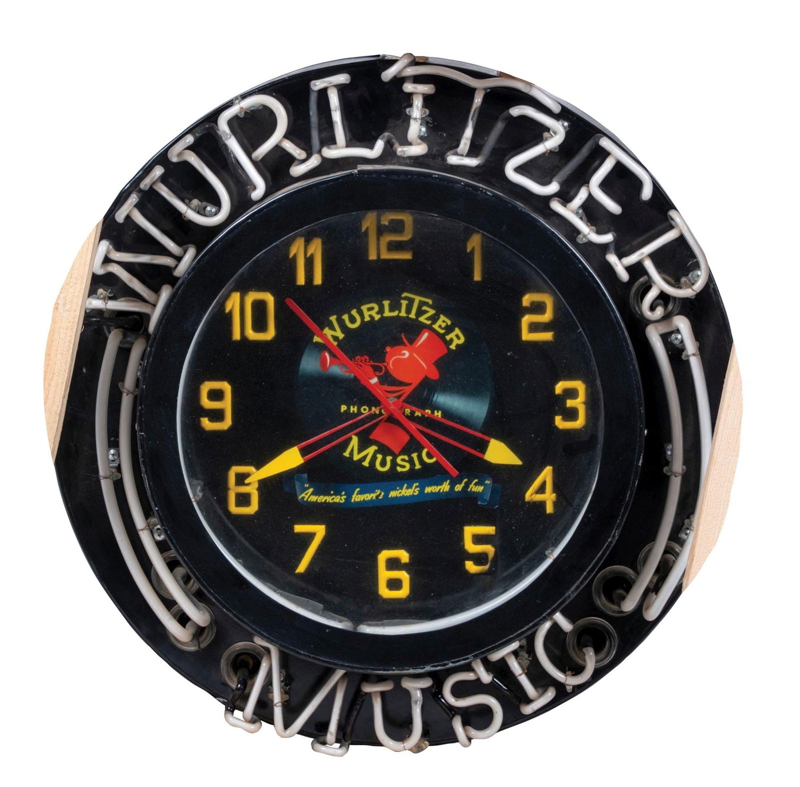 CONTEMPORARY WURLITZER NEON CLOCK (1 of 2)