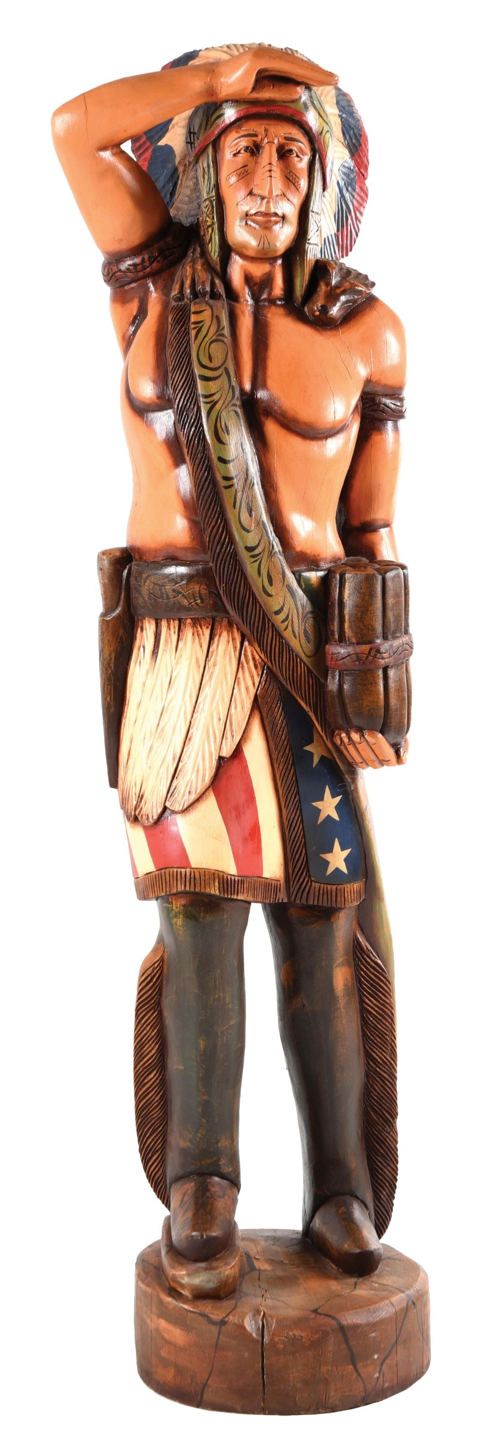 WOOD CARVING OF CIGAR STORE NATIVE AMERICAN (1 of 4)