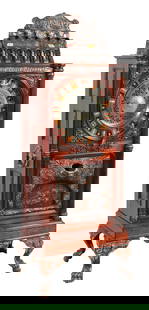 5¢ CAILLE BROTHERS "ECLIPSE" UPRIGHT SLOT MACHINE: C: 1905. Caille brothers Detroit MI. Gorgeous floor model slot machine in mahogany cabinet with restored copper flash plating to the castings. CONDITION: Showing an earlier restoration with new