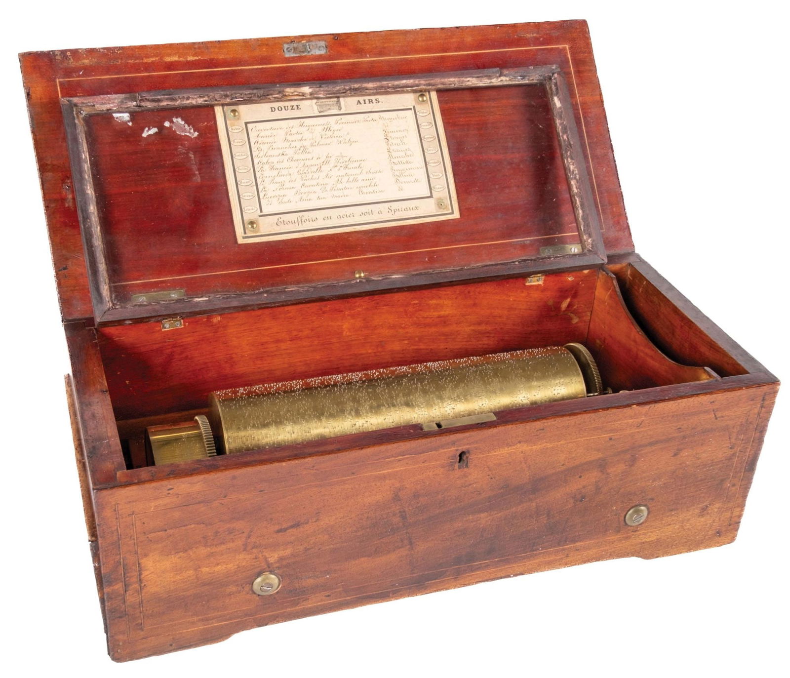 EARLY SWISS CYLINDER MUSIC BOX W/10" CYLINDER PLAYING 12 TUNES (1 of 9)