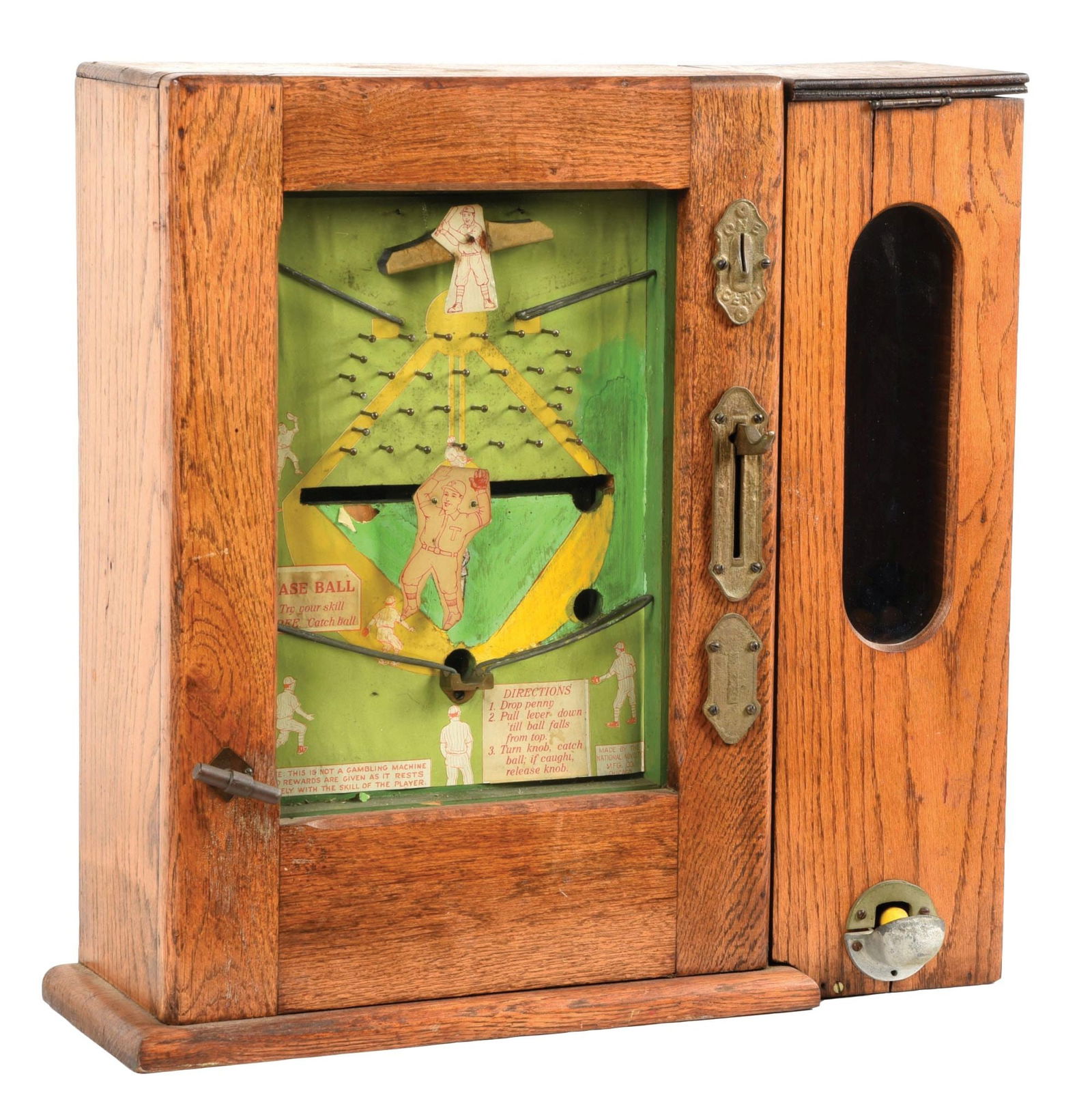 1¢ NATIONAL NOVELTY BASEBALL GUM VENDOR SKILL MACHINE (1 of 6)