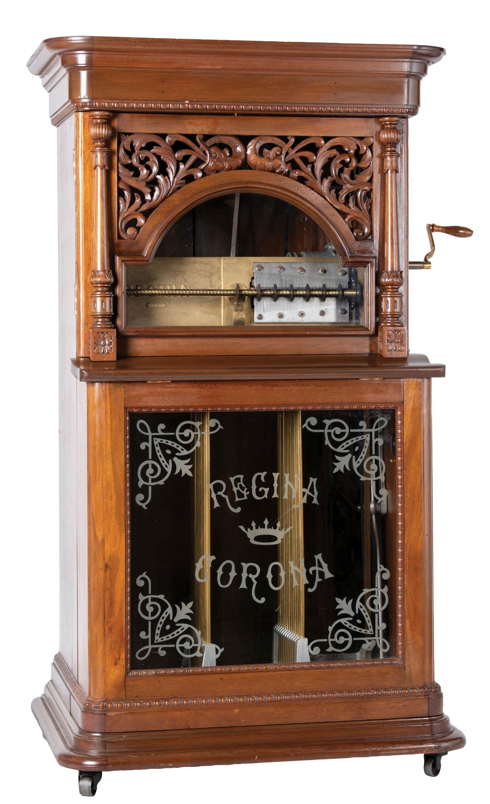 REGINA CORONA STYLE 32 20 3/4" COIN OPERATED AUTOMATIC CHANGER DISC MUSIC BOX (1 of 8)