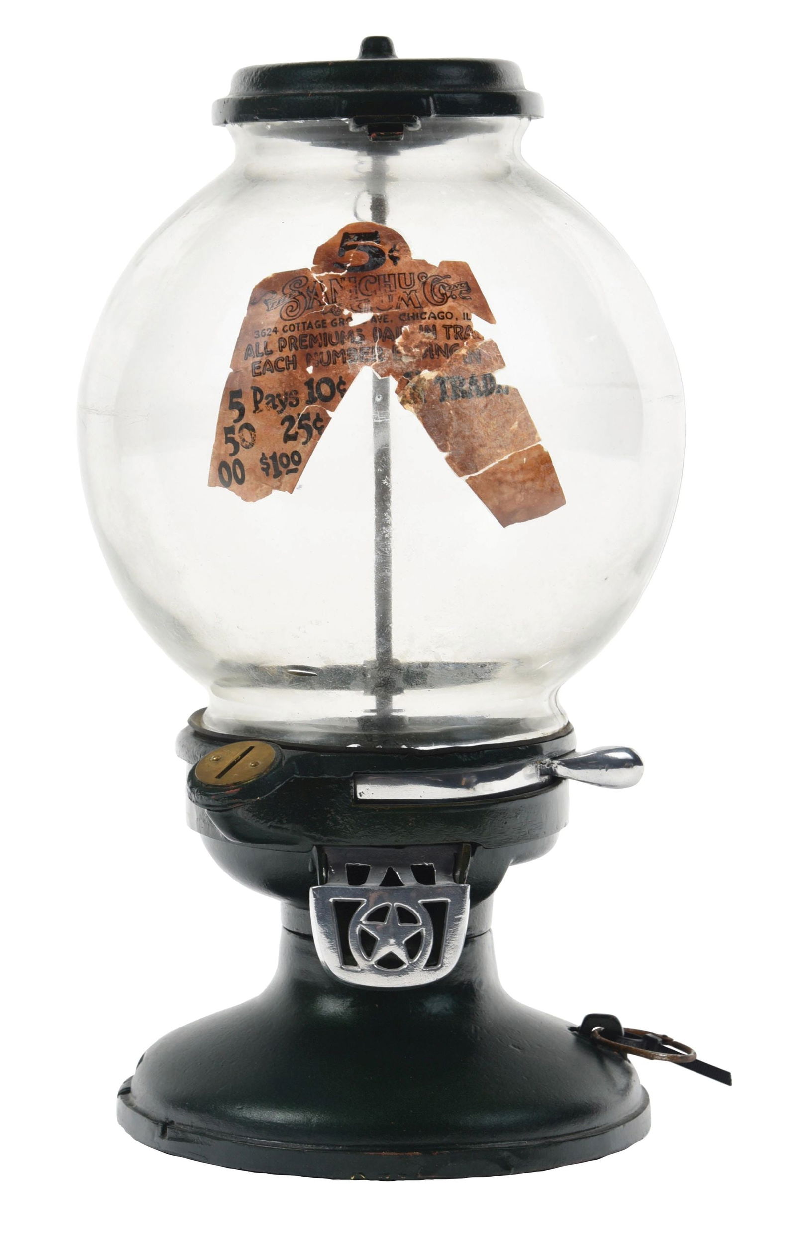 5¢ COLUMBUS MODEL "K" SANI-CHU GUMBALL VENDING MACHINE (1 of 3)