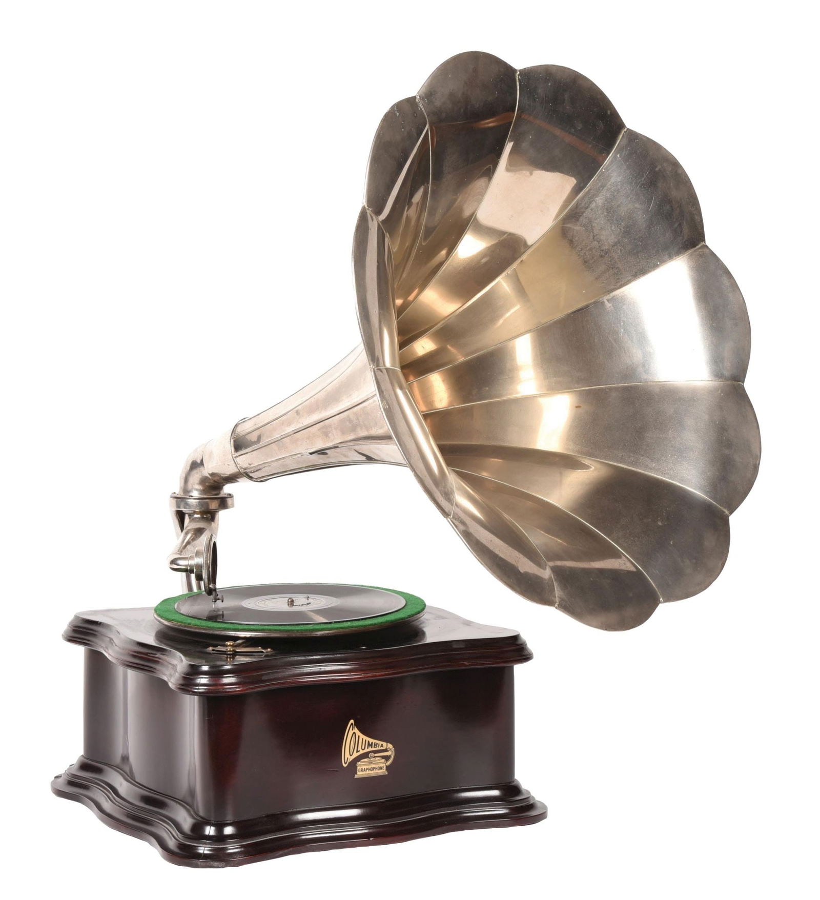 COLUMBIA MODEL "BY" PHONOGRAPH WITH NICKEL HORN (1 of 7)
