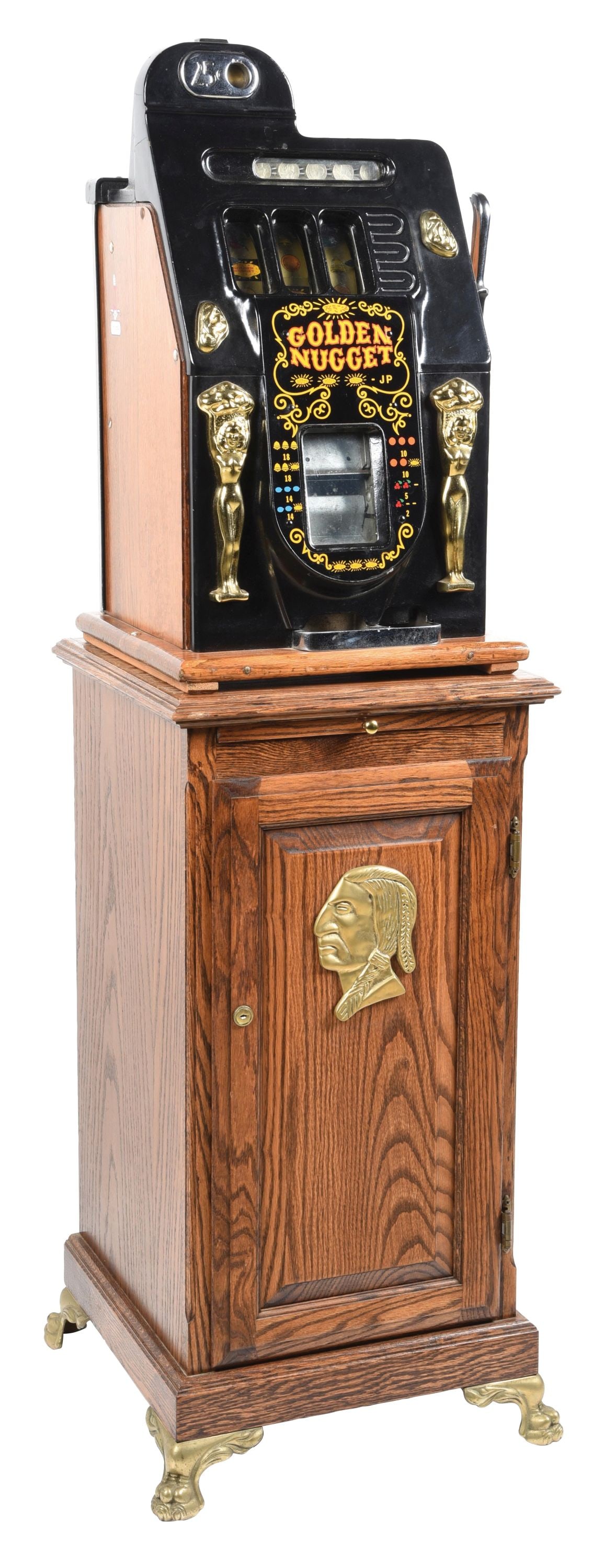 25¢ GOLDEN NUGGET SLOT MACHINE WITH STAND (1 of 7)
