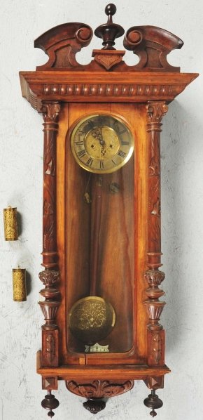 Gustav Becker German Wall Clock.: Working condition. Time and strike. Includes two weights, pendulum and key. Condition (Excellent). Size 46" T.