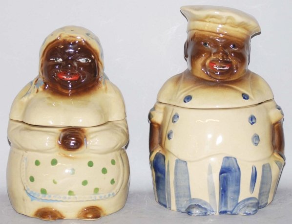 Lot of 2: National Silver Cookie Jars.: Black Americana. Includes Mammy and Chef. Condition (Excellent). Size Largest: 10 - 1/2" T.