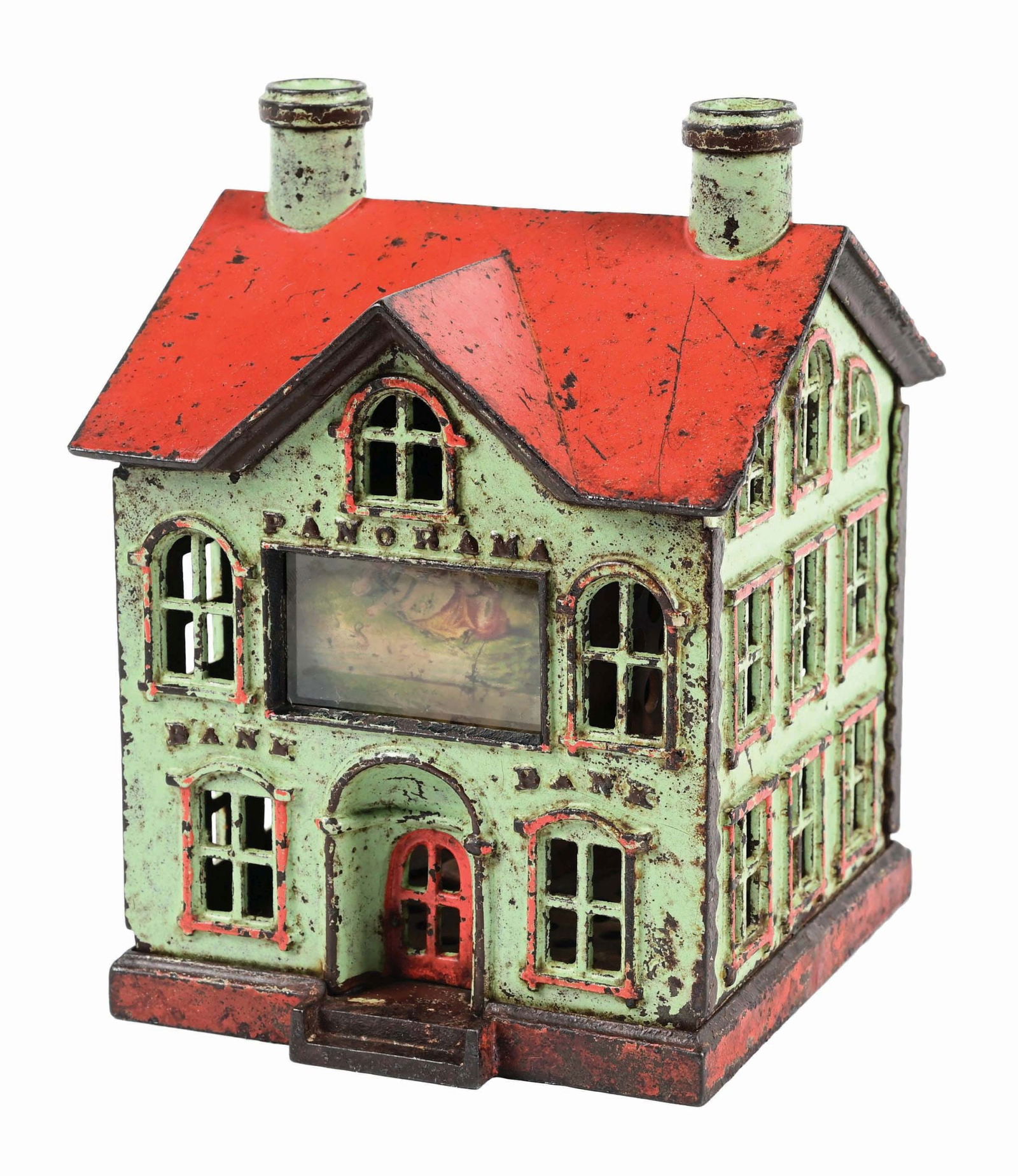 J. & E. STEVENS PANORAMA BANK CAST IRON MECHANICAL BANK (1 of 5)