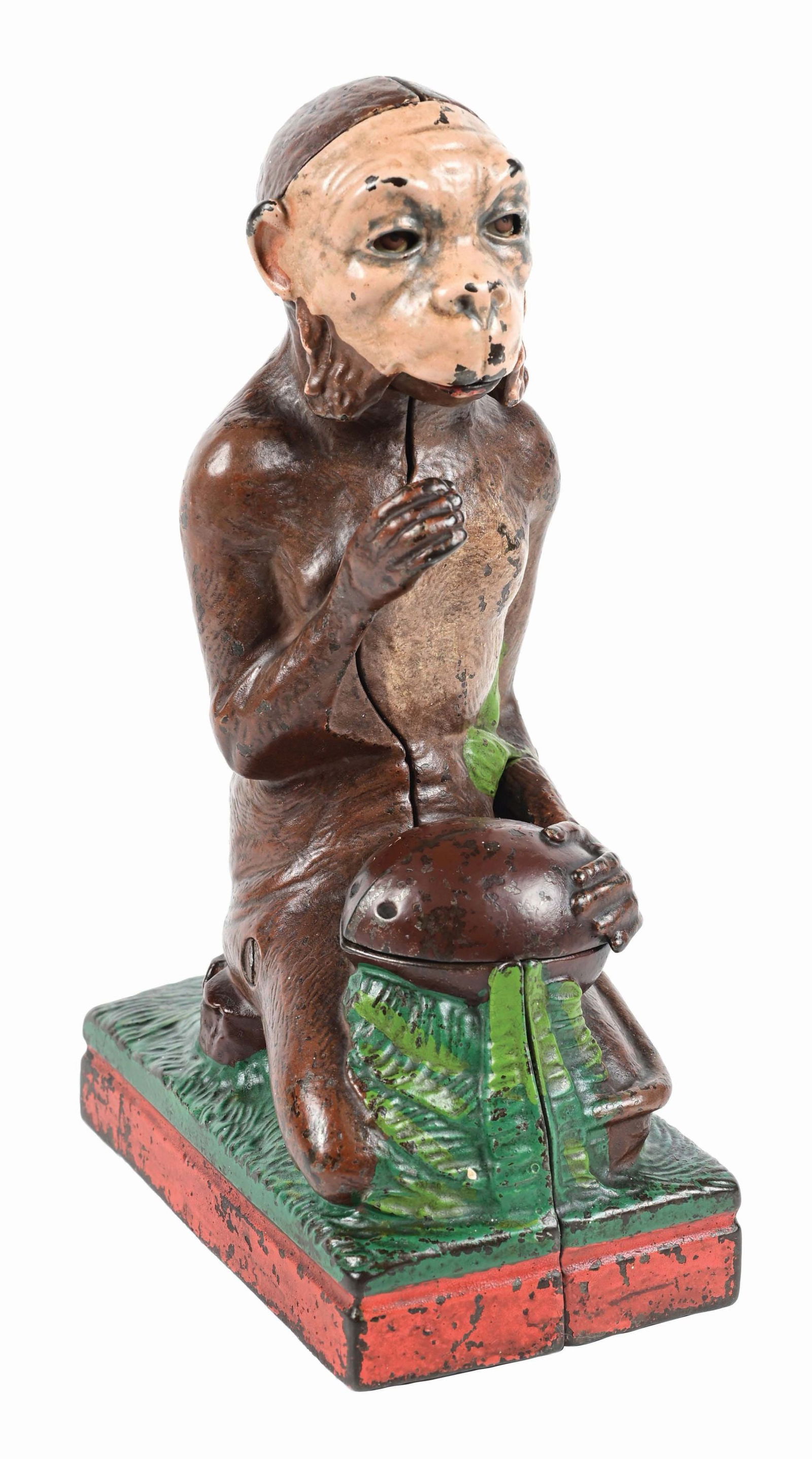 J. & E. STEVENS MONKEY & COCONUT CAST IRON MECHANICAL BANK (1 of 5)