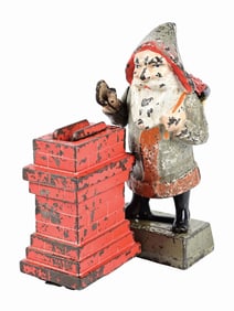 SHEPARD HARDWARE SANTA AT CHIMNEY CAST IRON MECHANICAL BANK