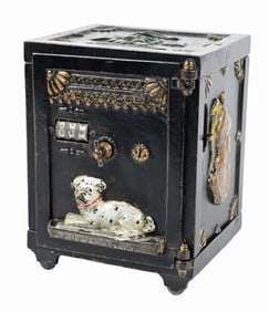 J. & E. STEVENS WATCH DOG CAST IRON BANK