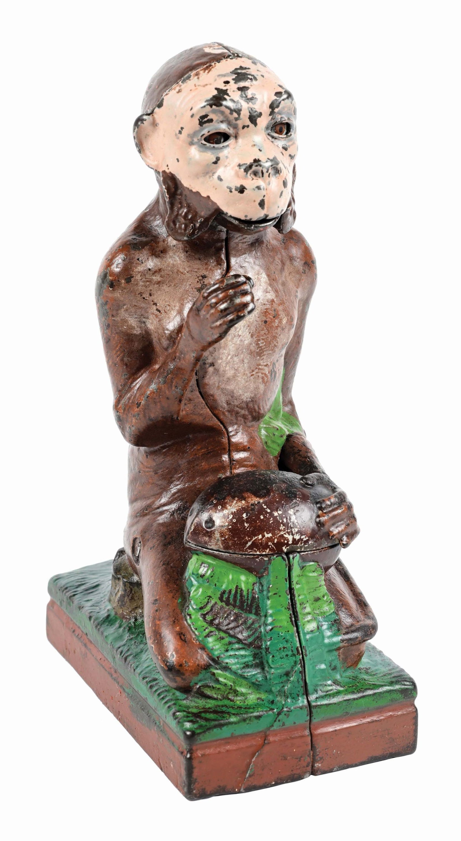 J. & E. STEVENS MONKEY & COCONUT CAST IRON MECHANICAL BANK (1 of 5)