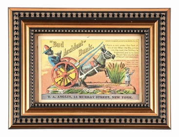 BAD ACCIDENT MECHANICAL BANK TRADE CARD