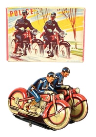 SCARCE GERMAN RN TIN LITHO WIND-UP DOUBLE CYCLE TOY