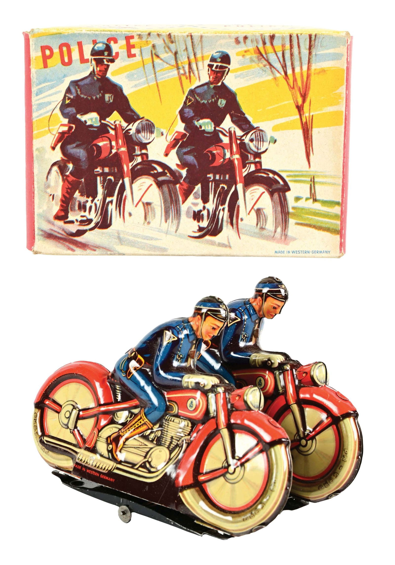 SCARCE GERMAN RN TIN LITHO WIND-UP DOUBLE CYCLE TOY (1 of 3)