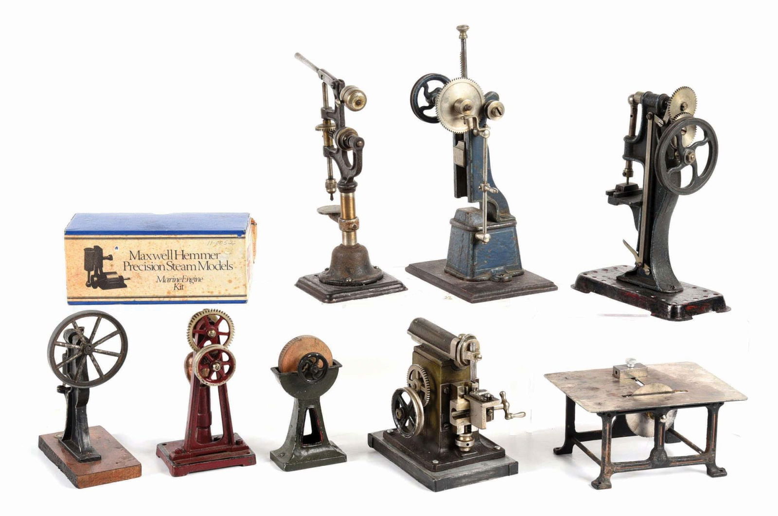 LOT OF 9: VARIOUS, MOSTLY GERMAN STEAM ENGINE MODEL TOYS, ONE BOXED (1 of 2)