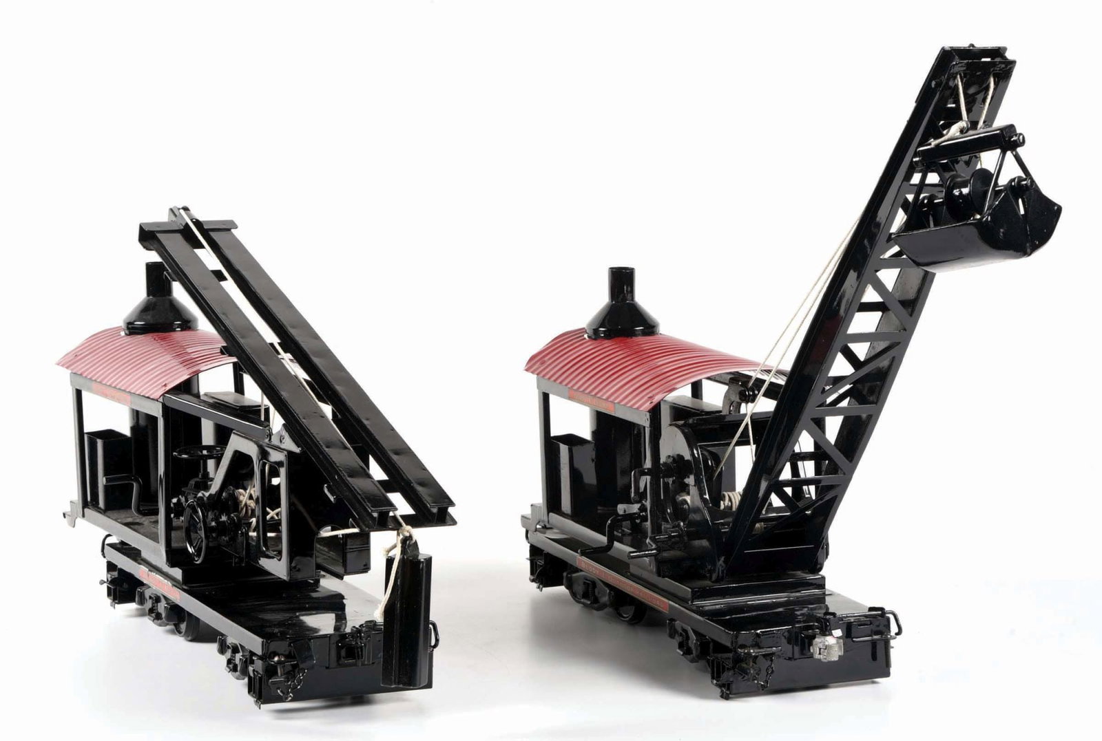 LOT OF 2: BUDDY "L" PRESSED STEEL OUTDOOR RAILROAD DREDGE & PILE DRIVER (1 of 3)