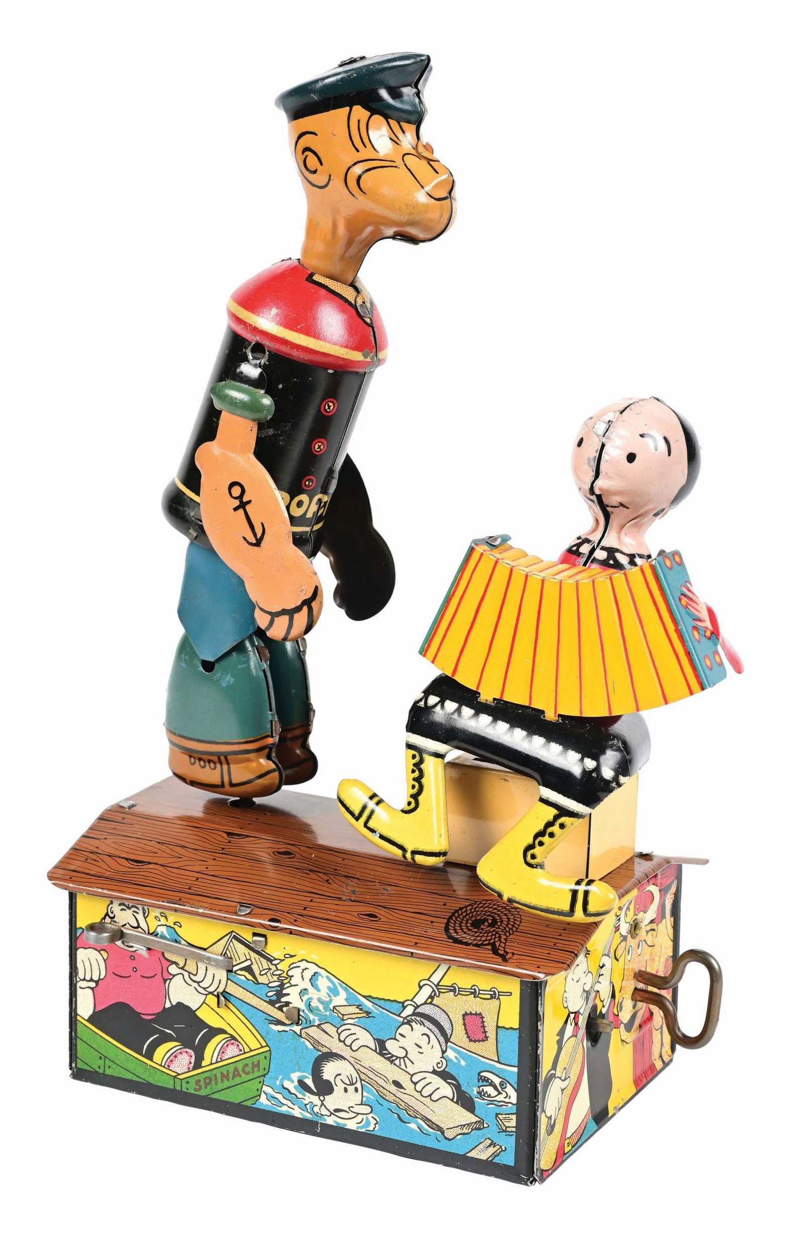 MARX TIN LITHO WIND-UP POPEYE & OLIVE OYL JIGGERS TOY (1 of 4)