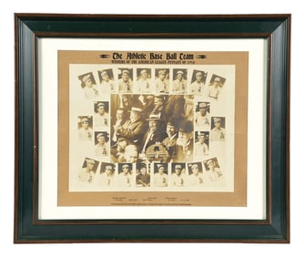 VINTAGE GEL PRINT OF THE ATLANTIC BASEBALL TEAM, WINNERS OF THE AMERICAN LEAGUE PENNANT OF 1910, THE
