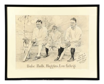 FLORIDA TRAINING CAMP 1970S LITHO PRINTED PENCIL SKETCH