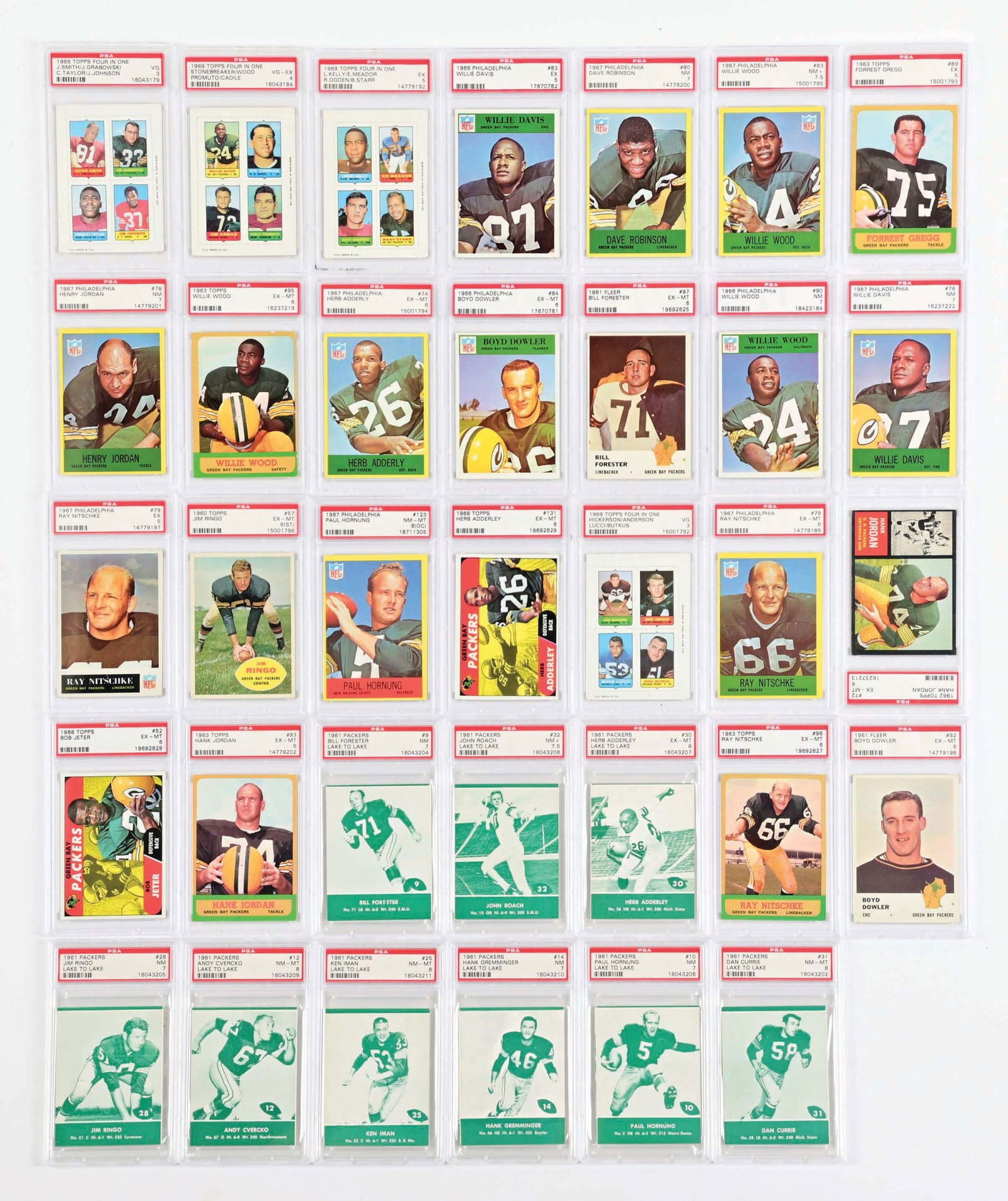 LOT OF 34: VARIOUS PSA GRADED MOSTLY GREEN BAY PACKERS FOOTBALL CARDS (1 of 2)