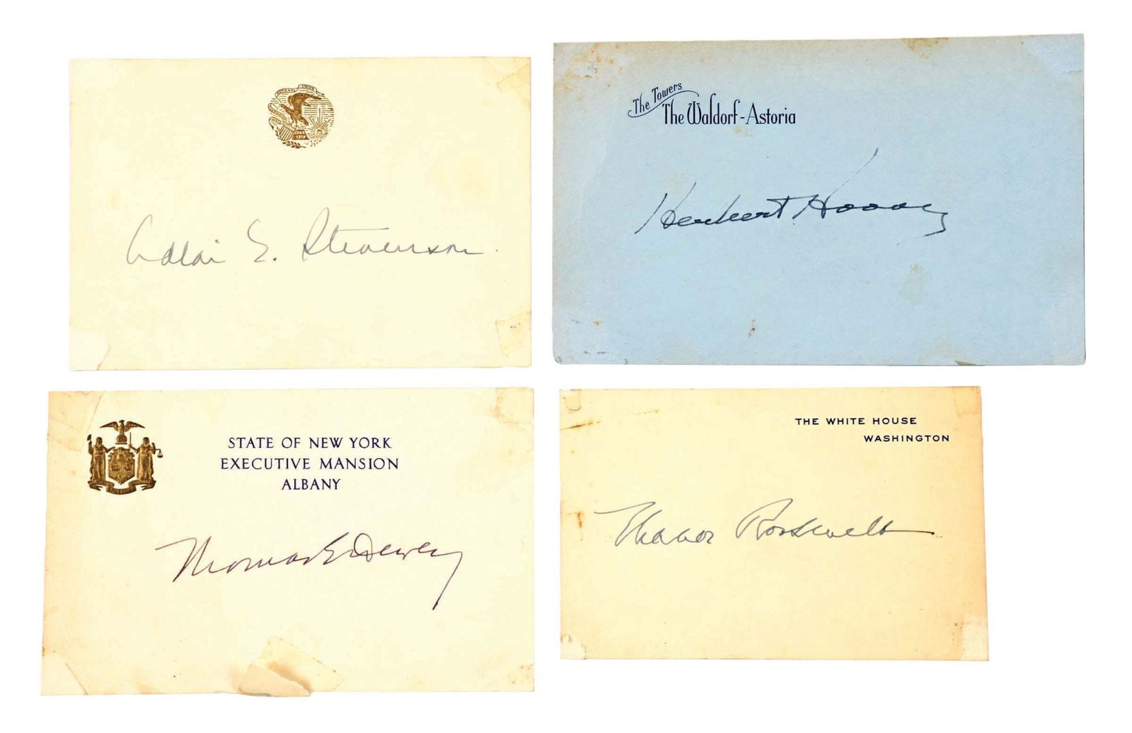 LOT OF 4: PRESIDENTIAL & OTHER POLITICAL AUTOGRAPHED CARDS (1 of 2)