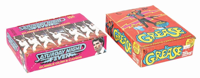 LOT OF 2: WAX BOXES OF "SATURDAY NIGHT FEVER" AND "GREASE" SPORTS CARDS