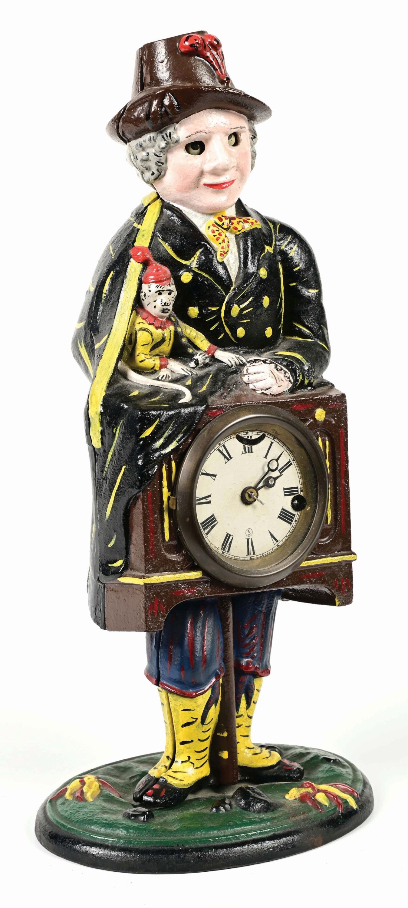 CAST IRON BLINKING EYE ORGAN GRINDER CLOCK (1 of 4)