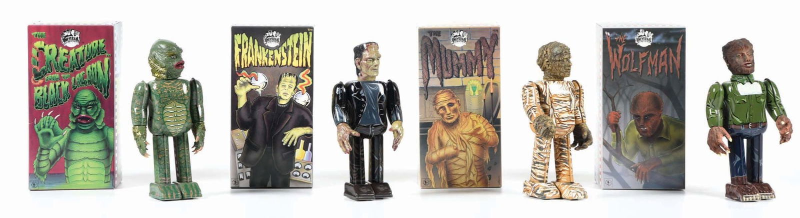 LOT OF 4: ROBOT HOUSE TIN LITHO WIND-UP MONSTERS IN ORIGINAL BOXES (1 of 4)