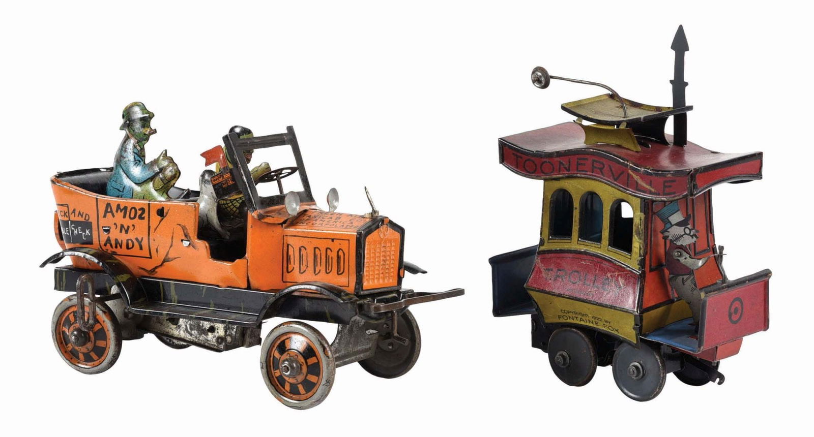 LOT OF 2: AMERICAN & GERMAN TIN LITHO WIND-UP CHARACTER TOYS (1 of 3)